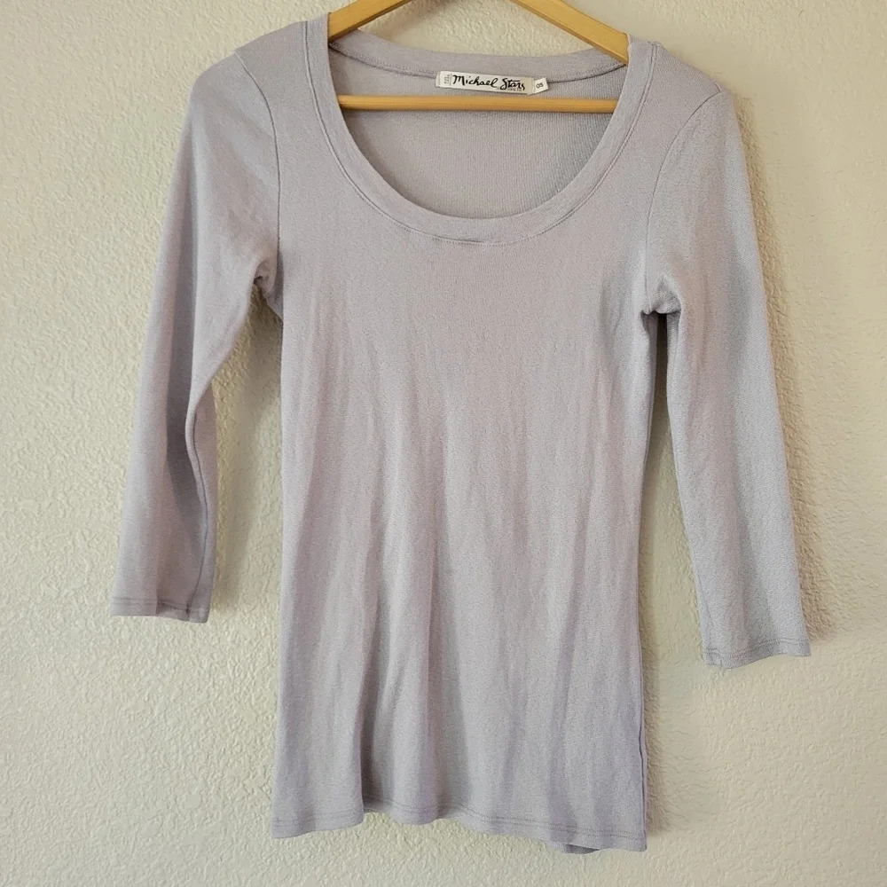 🔥 (5for$35) MICHAEL STARS Grey Scoop Neck Halk Sleeve One Size Top